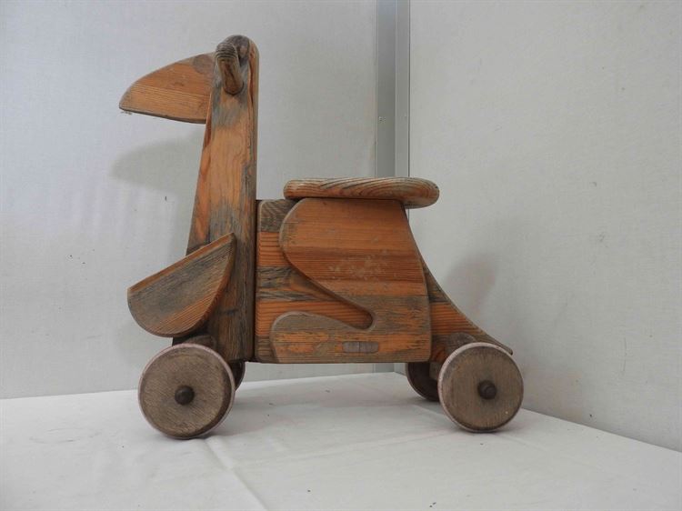 gioco per bambini cavallino cavalcabile in legno naturale antico vintage
